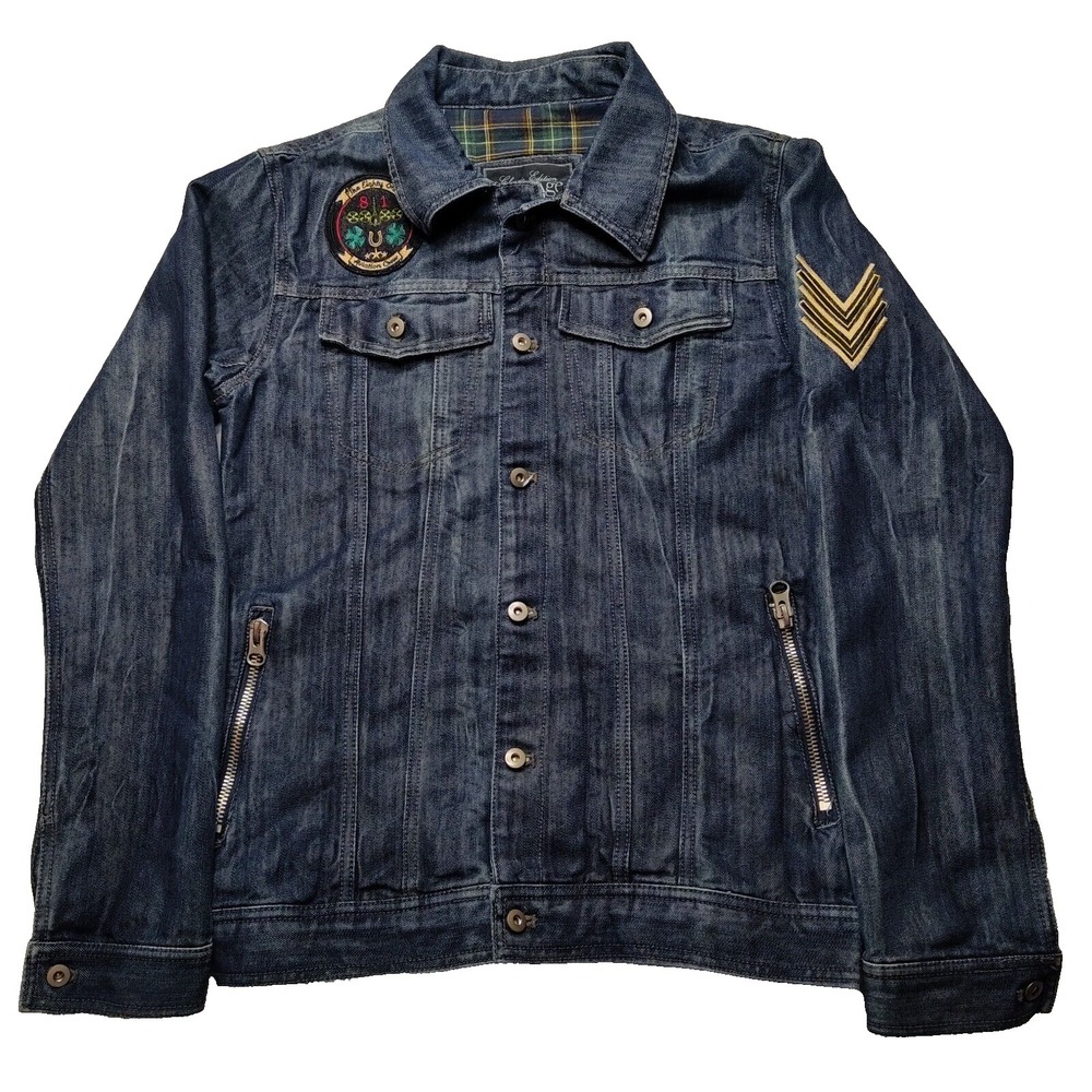 HERITAGE 1981 Men Small The Eighty-One Aviation Crew Embellished‎ Denim Jacket
